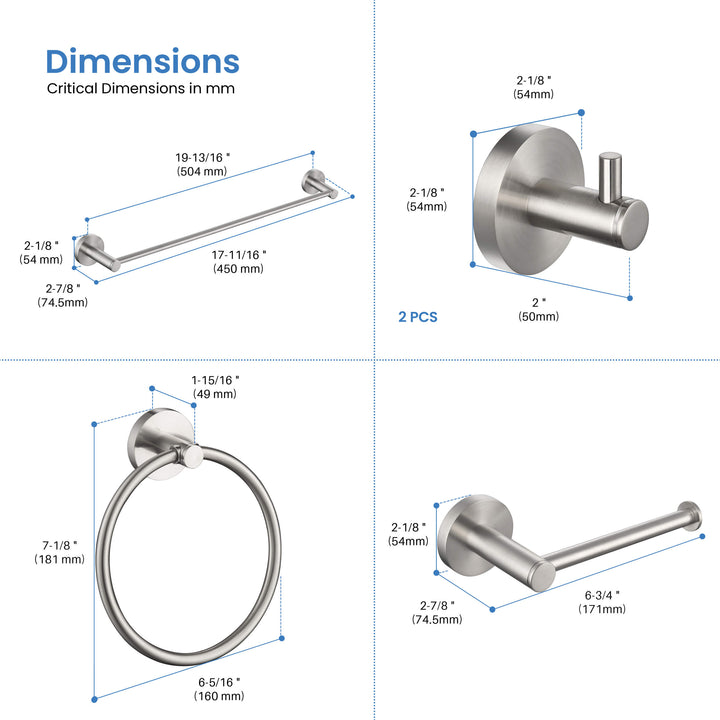 Halo 5-Piece Bathroom Hardware Set in 3