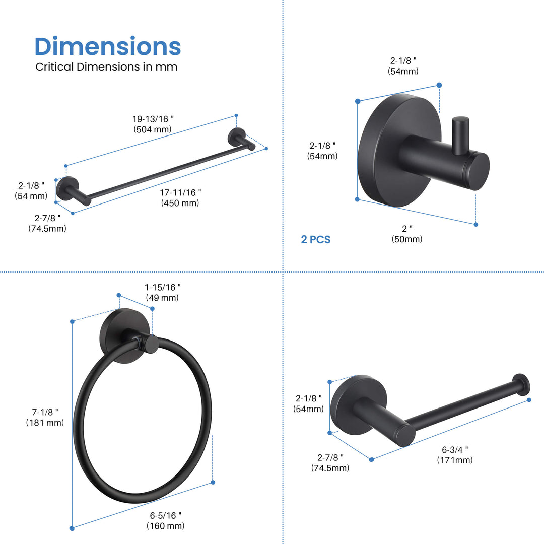 Halo 5-Piece Bathroom Hardware Set in 3