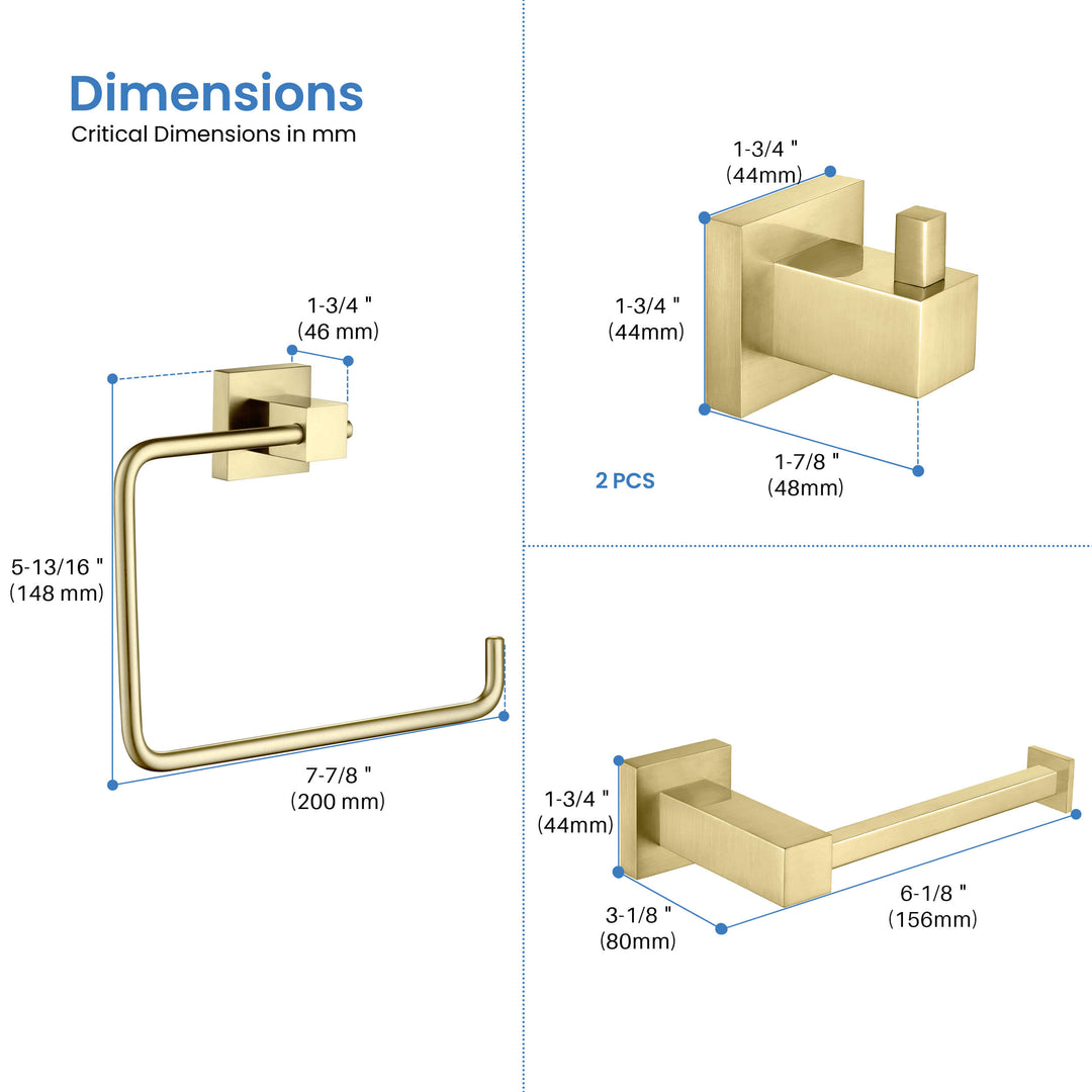 Quadra 4-Piece Bathroom Hardware Set in 1