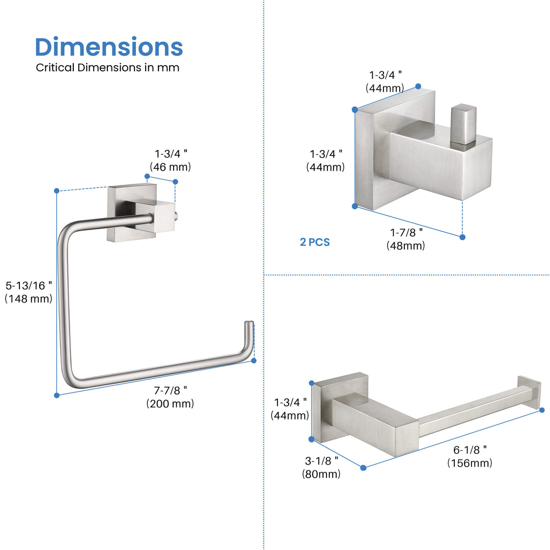 Quadra 4-Piece Bathroom Hardware Set in 1