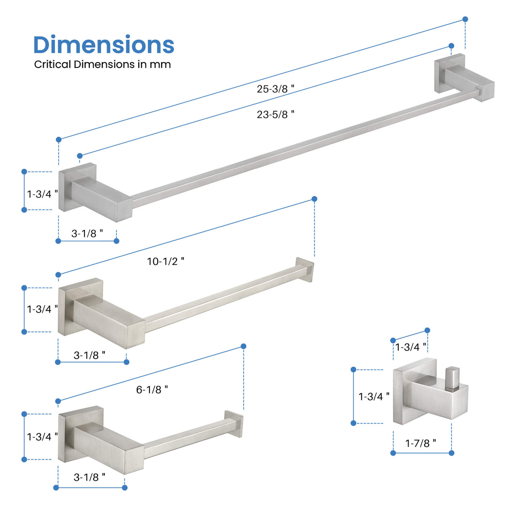 Quadra 4-Piece Bathroom Hardware Set
