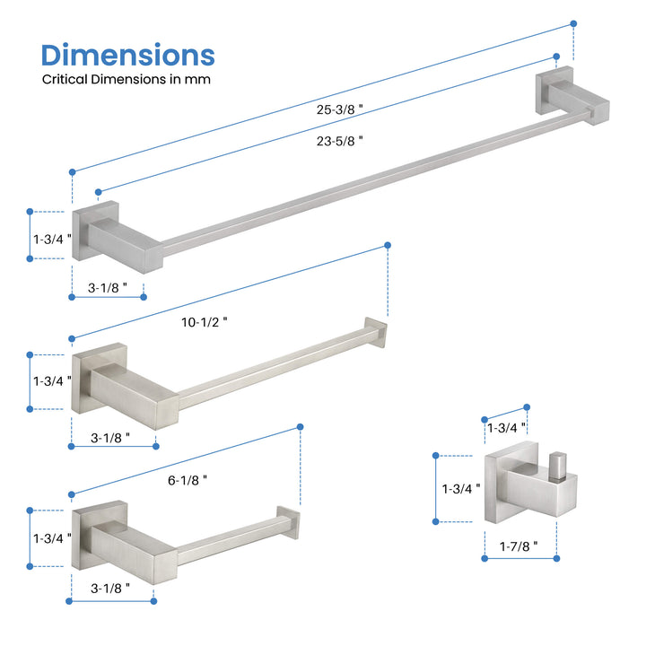 Quadra 4-Piece Bathroom Hardware Set