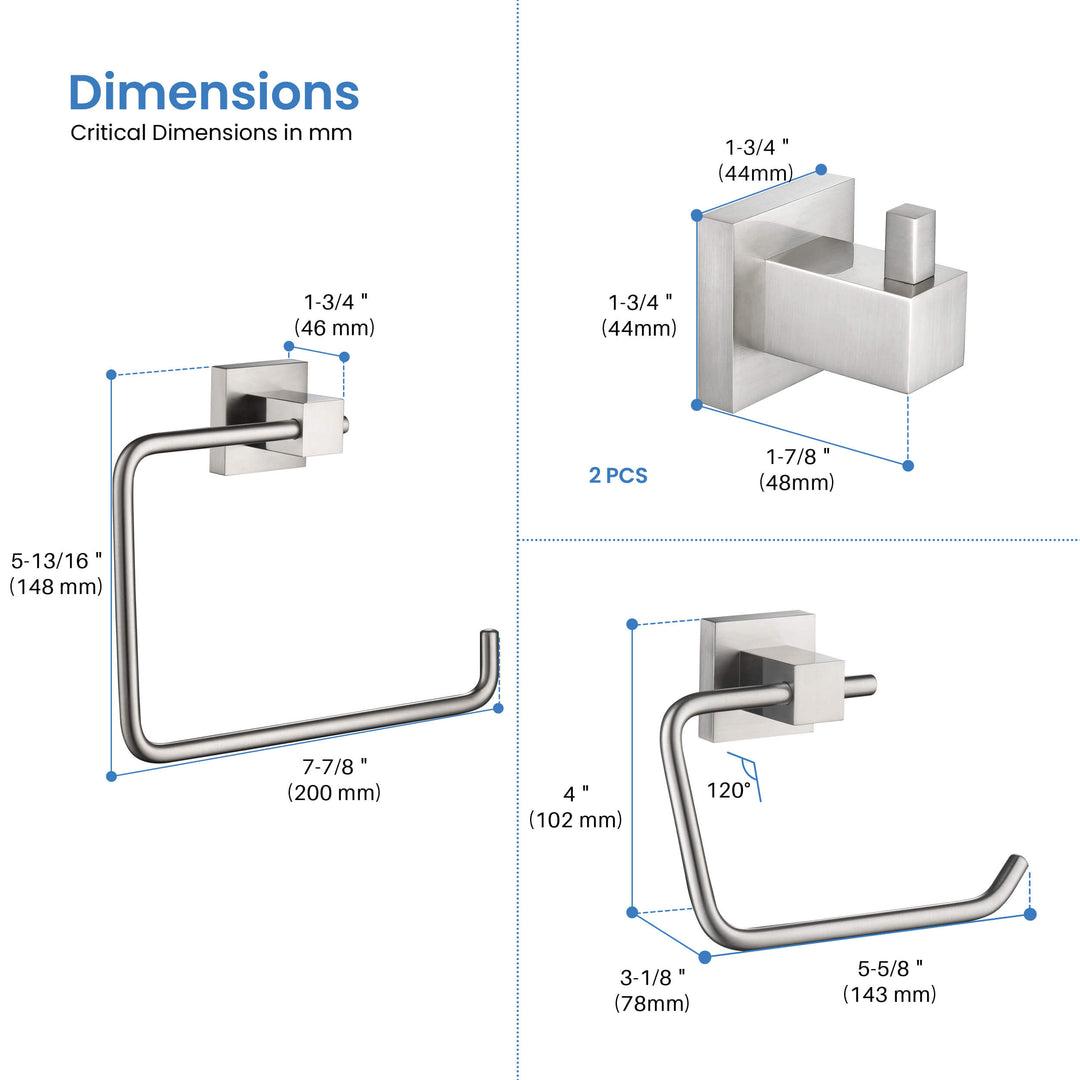 Quadra 4-Piece Bathroom Hardware Set in 2