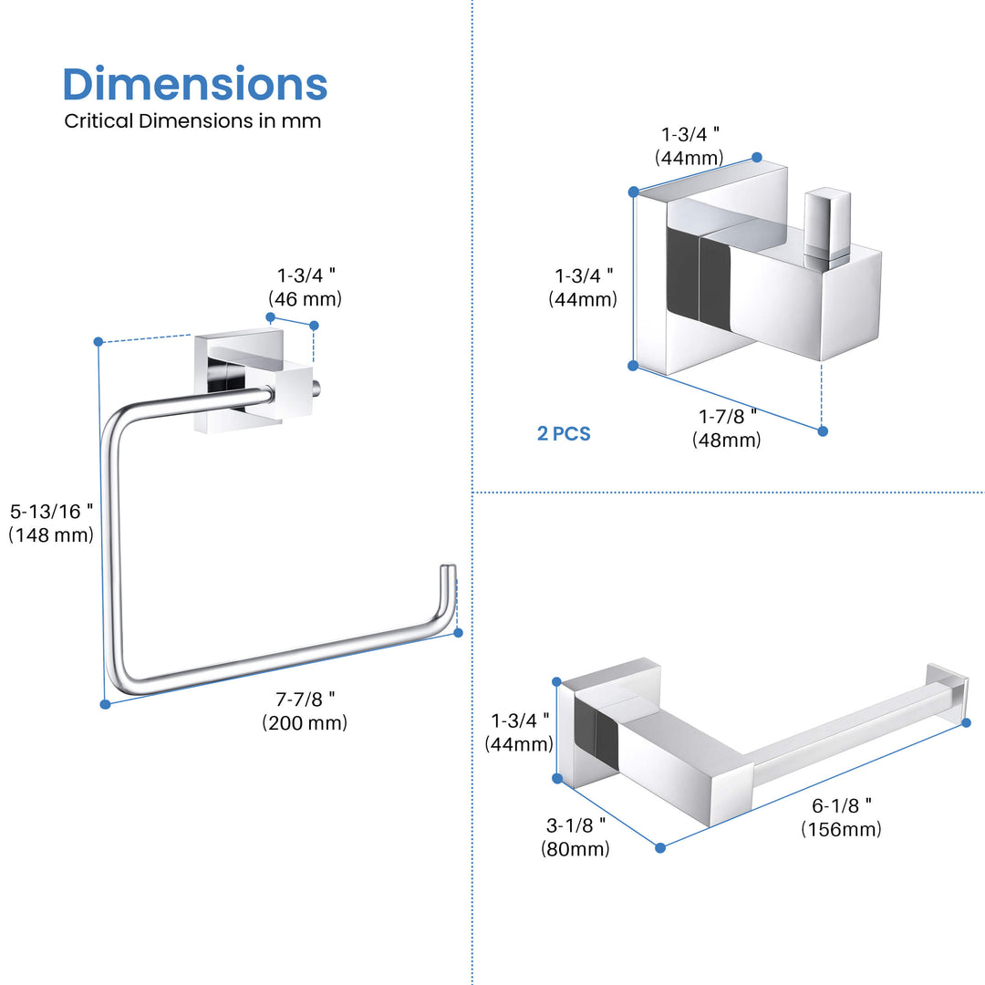 Quadra 4-Piece Bathroom Hardware Set in 1