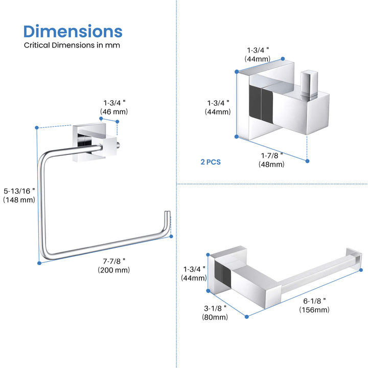Quadra 4-Piece Bathroom Hardware Set in 1