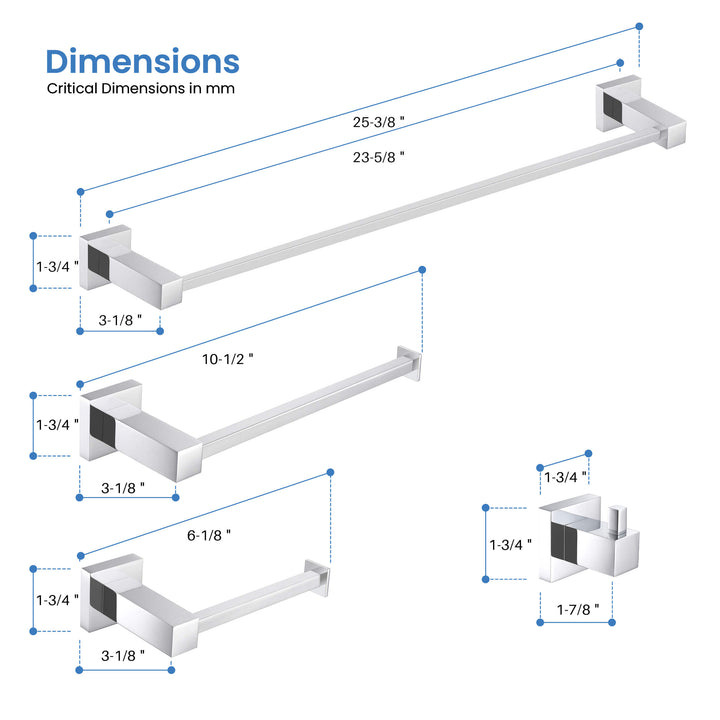 Quadra 4-Piece Bathroom Hardware Set
