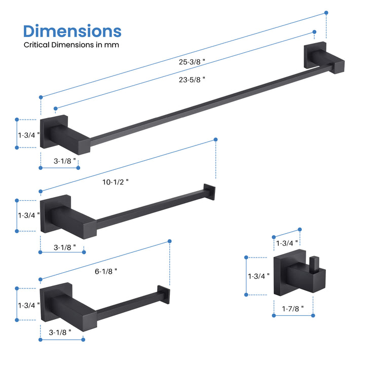 Quadra 4-Piece Bathroom Hardware Set