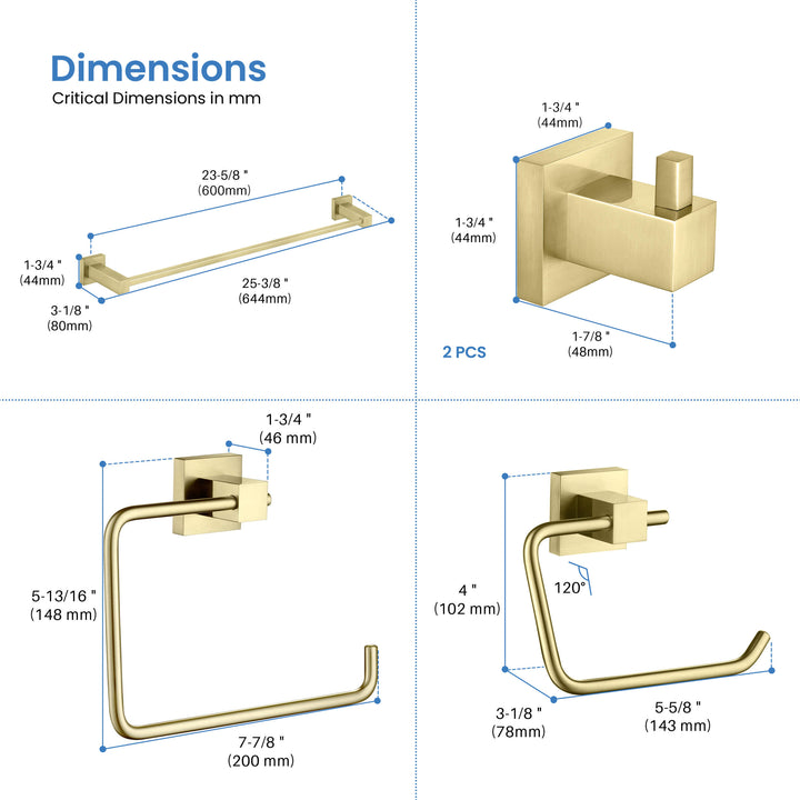 Quadra 5-Piece Bathroom Hardware Set in 2