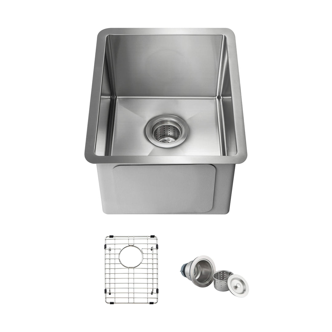 14" Undermount Single Bowl 16-Gauge Stainless Steel Kitchen Sink | ANVE Kitchen & Bath