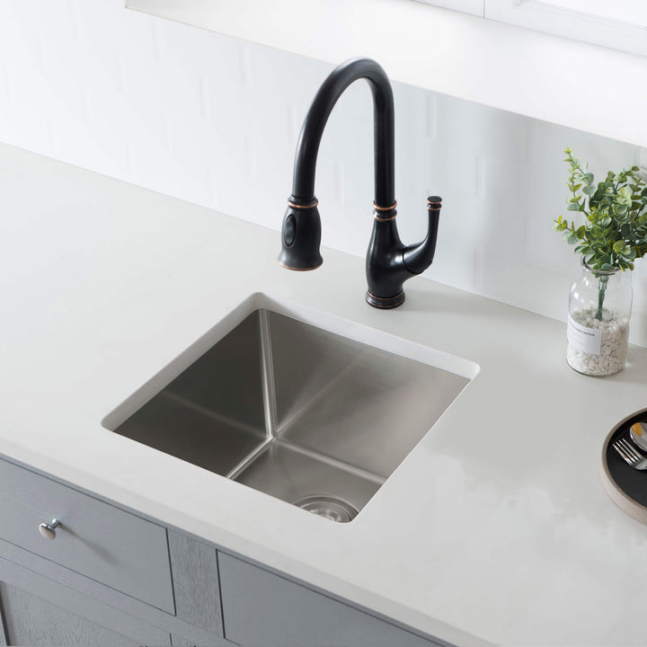 16" Undermount Single Bowl 16-Gauge Stainless Steel Kitchen Sink