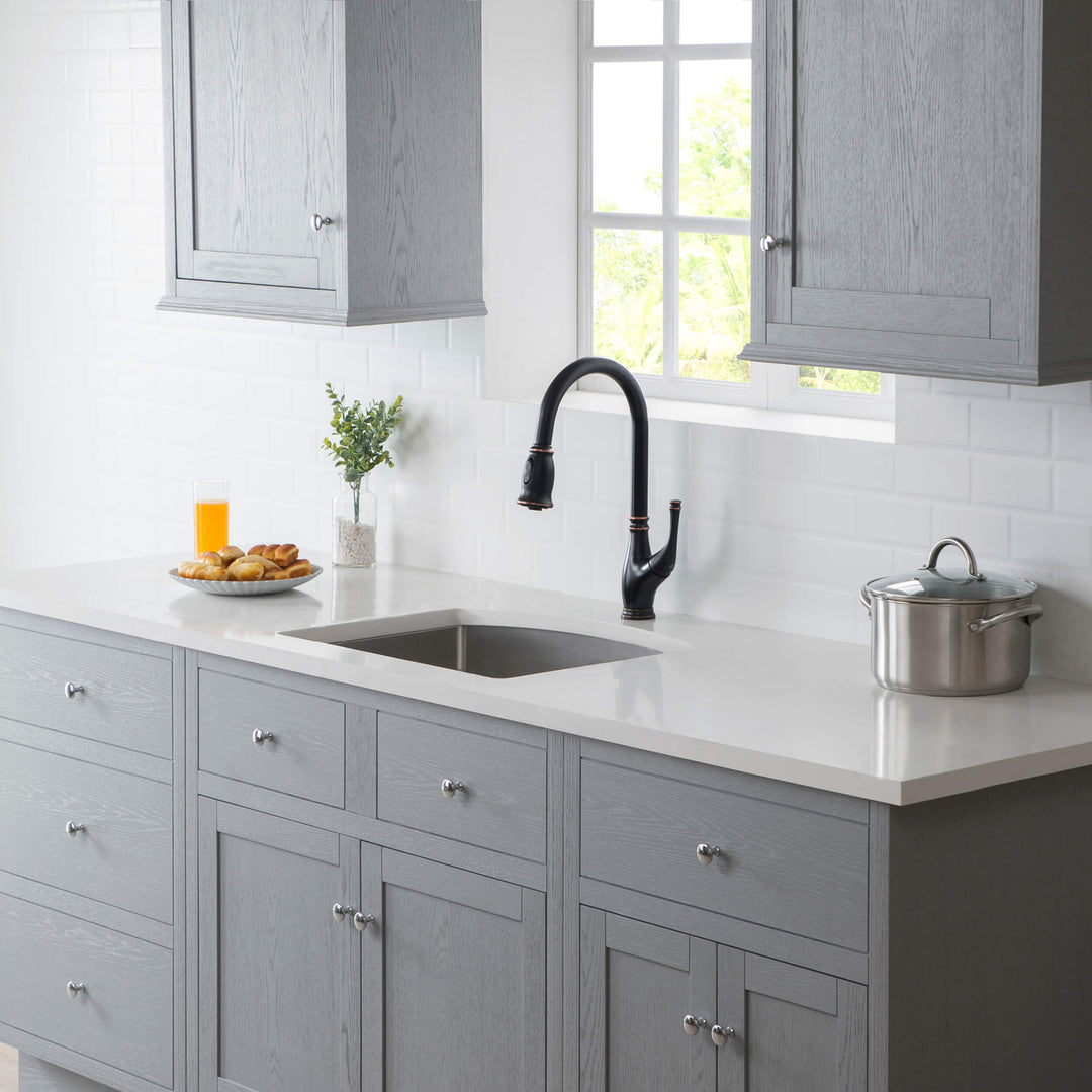 22" Undermount Single Bowl D-Shape 16-Gauge Stainless Steel Kitchen Sink
