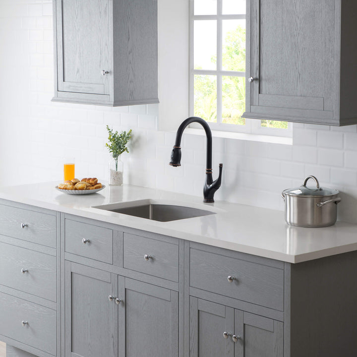 22" Undermount Single Bowl D-Shape 16-Gauge Stainless Steel Kitchen Sink