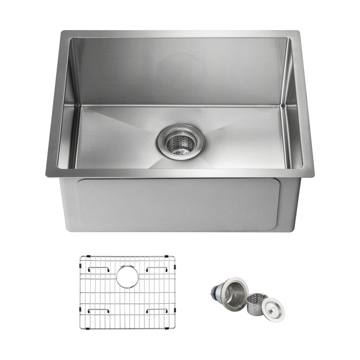 23" Undermount Single Bowl 16-Gauge Stainless Steel Kitchen Sink | ANVE Kitchen &amp; Bath