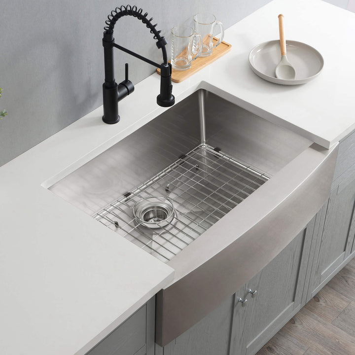 27" Farmhouse Apron Single Bowl Stainless Steel Kitchen Sink