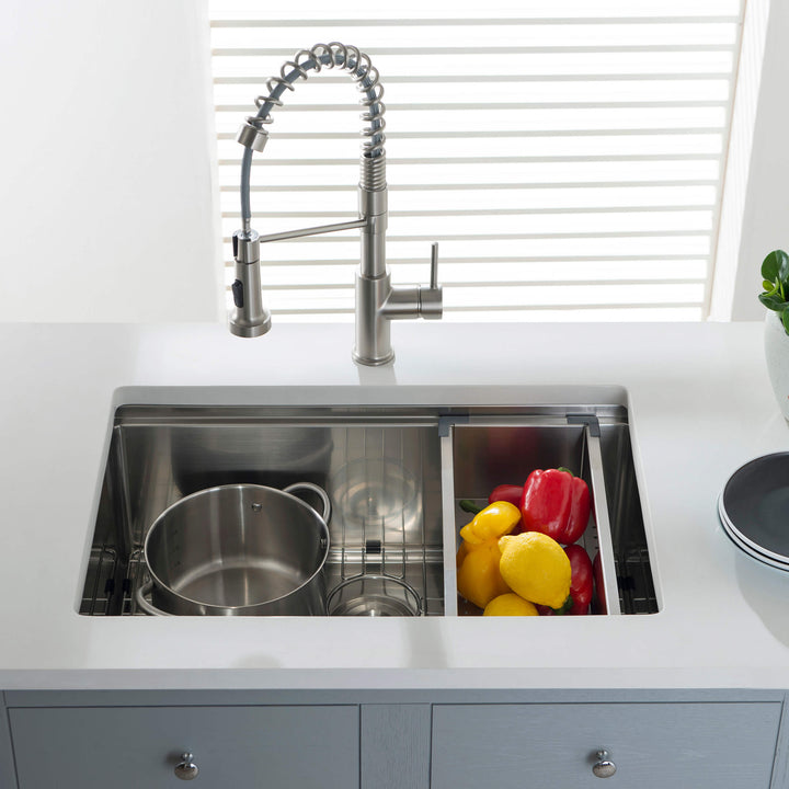 28" Undermount Single Bowl Stainless Steel Workstation Kitchen Sink