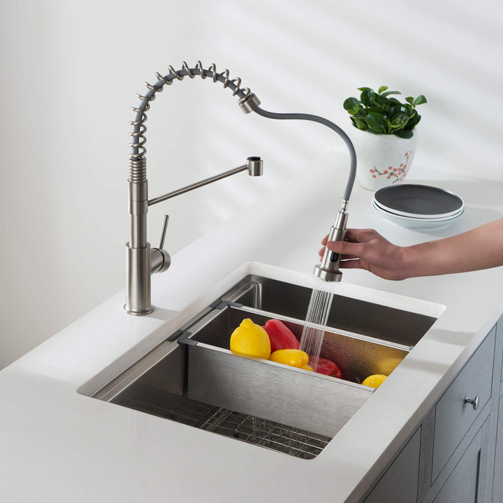 28" Undermount Single Bowl Stainless Steel Workstation Kitchen Sink
