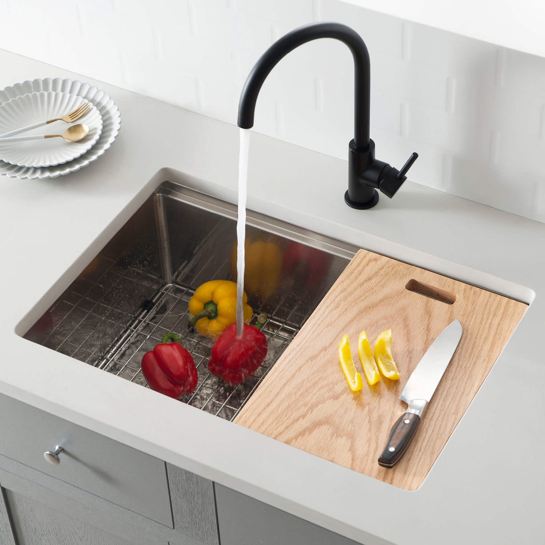 28" Undermount Single Bowl Stainless Steel Workstation Kitchen Sink