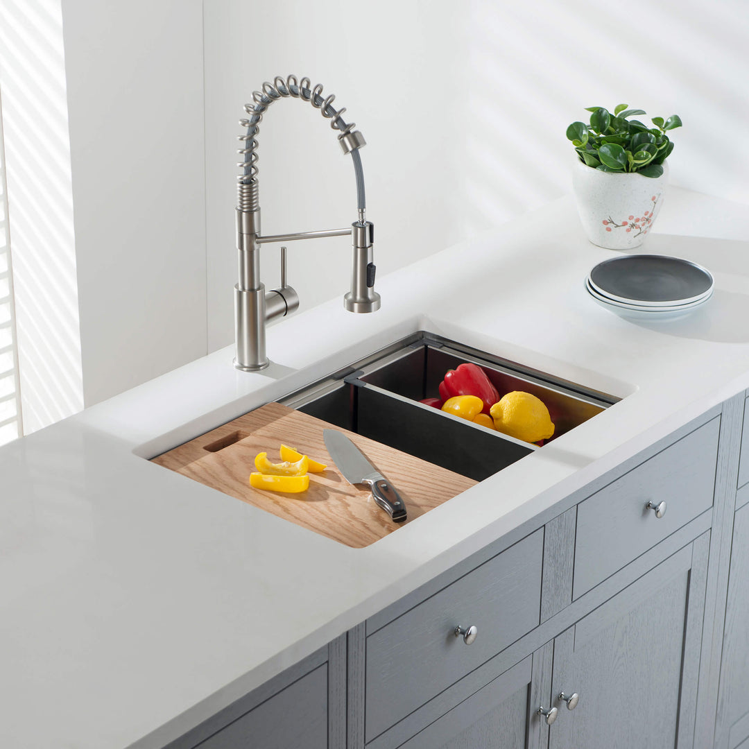 28" Undermount Single Bowl Stainless Steel Workstation Kitchen Sink