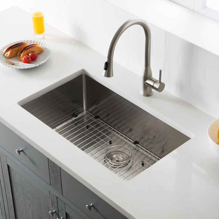 30" Undermount Single Bowl 16-Gauge Stainless Steel Kitchen Sink