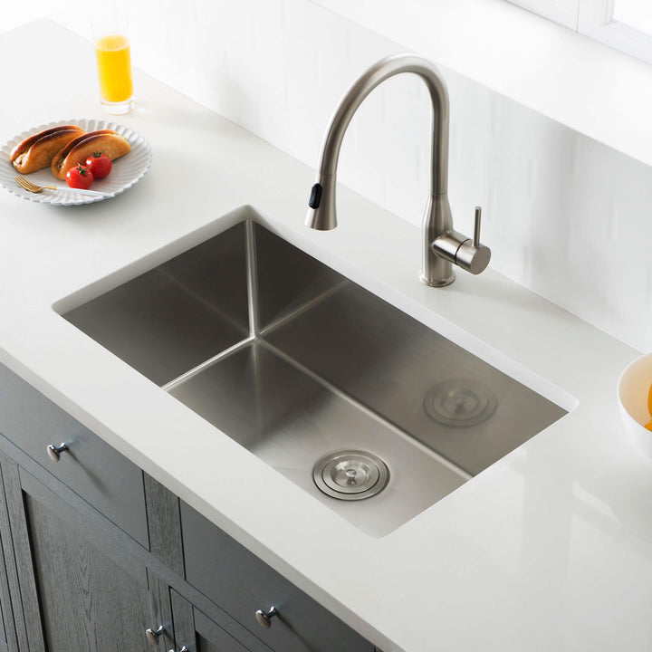 30" Undermount Single Bowl 16-Gauge Stainless Steel Kitchen Sink