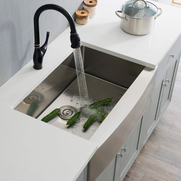 33" Farmhouse Apron Single Bowl Stainless Steel Kitchen Sink