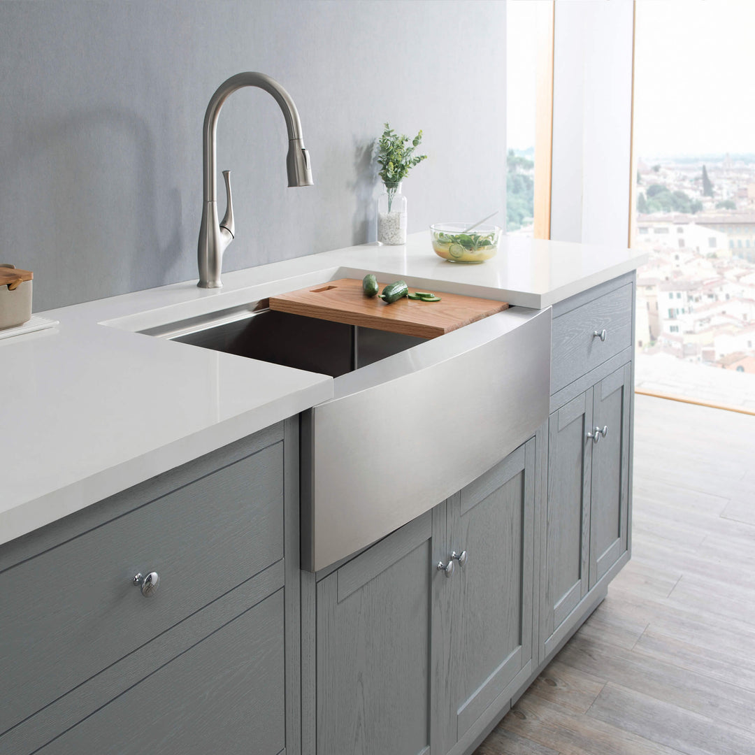 33" Farmhouse Apron Single Bowl Stainless Steel Workstation Kitchen Sink