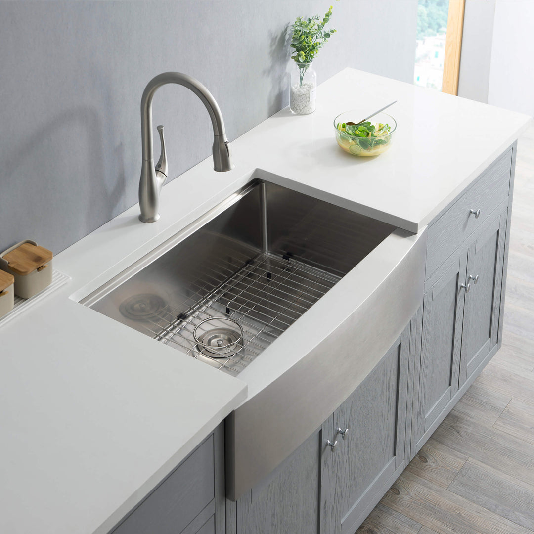 33" Farmhouse Apron Single Bowl Stainless Steel Workstation Kitchen Sink