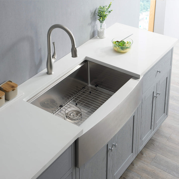 33" Farmhouse Apron Single Bowl Stainless Steel Workstation Kitchen Sink