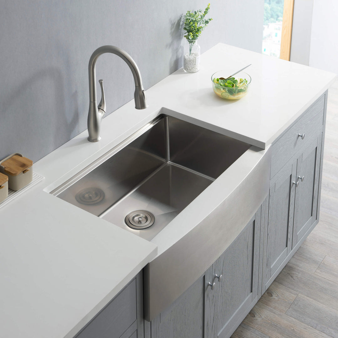 33" Farmhouse Apron Single Bowl Stainless Steel Workstation Kitchen Sink