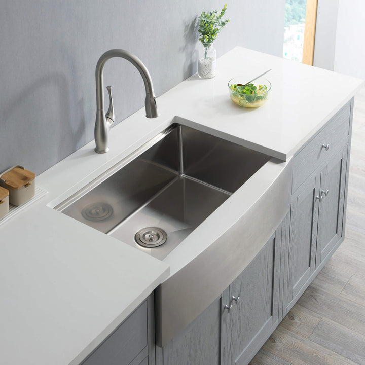 33" Farmhouse Apron Single Bowl Stainless Steel Workstation Kitchen Sink