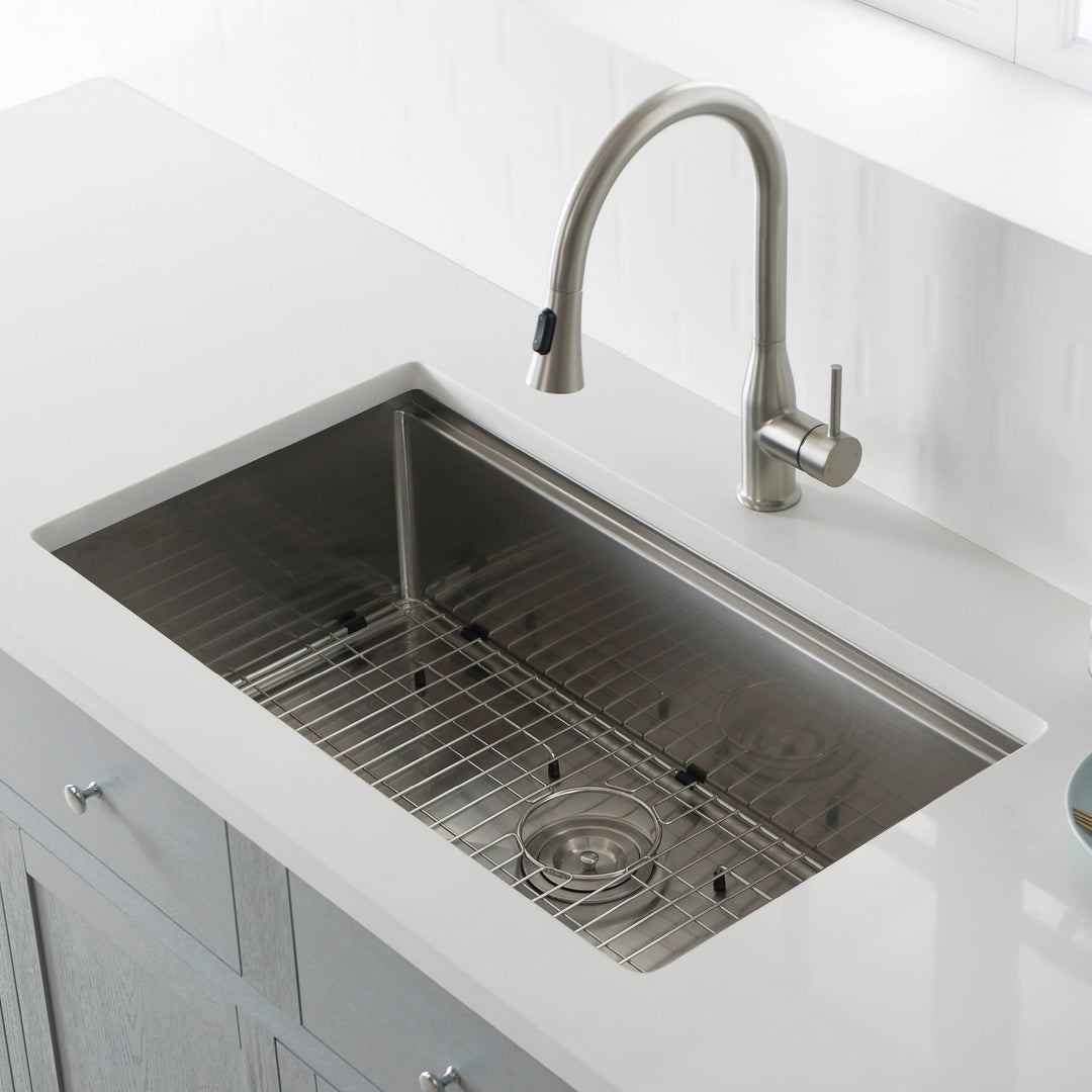 33" Undermount Single Bowl Stainless Steel Workstation Kitchen Sink