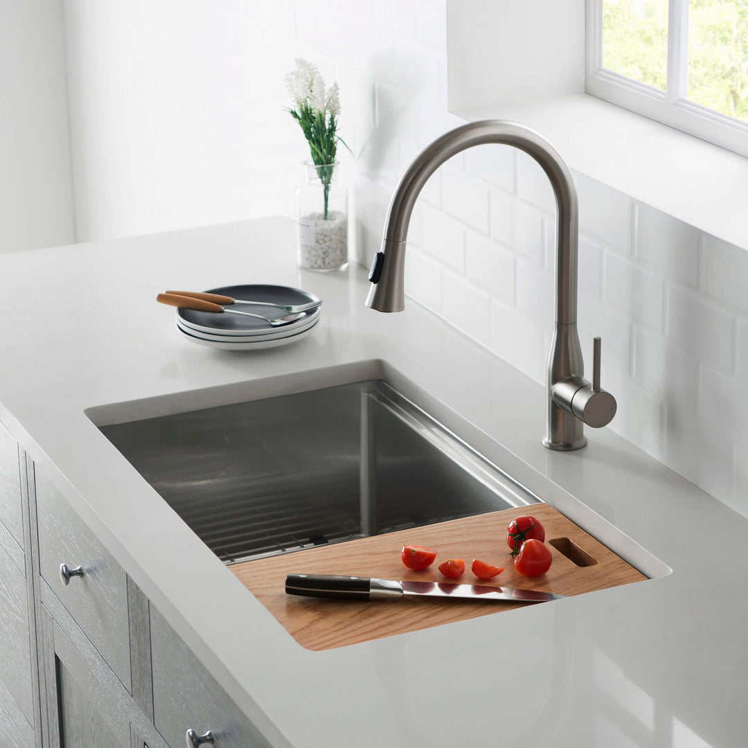 33" Undermount Single Bowl Stainless Steel Workstation Kitchen Sink