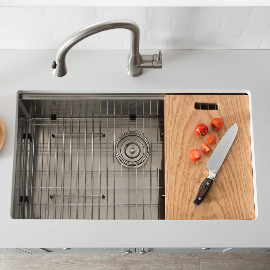 33" Undermount Single Bowl Stainless Steel Workstation Kitchen Sink