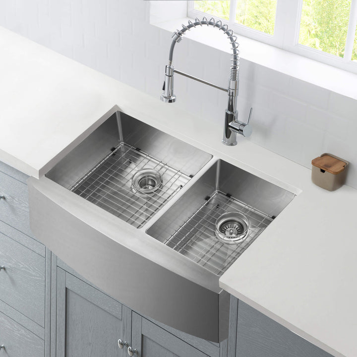 36" Farmhouse Apron Double Bowl Stainless Steel Kitchen Sink