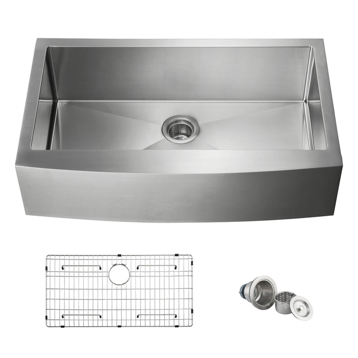 36" Farmhouse Apron Single Bowl Stainless Steel Kitchen Sink | ANVE Kitchen &amp; Bath