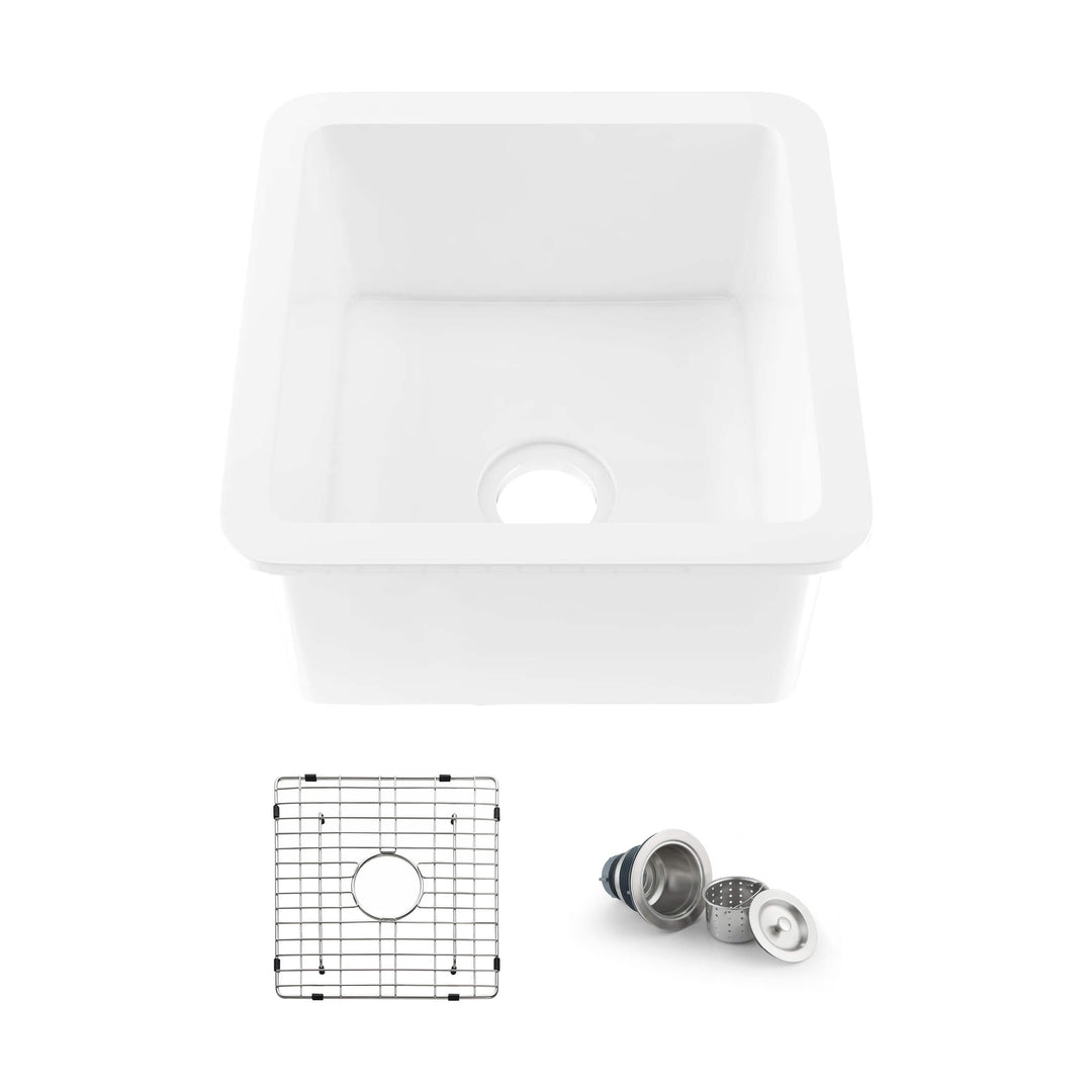 Nova 18" Single Bowl Drop-In/Undermount Fireclay Kitchen Sink | ANVE Kitchen & Bath