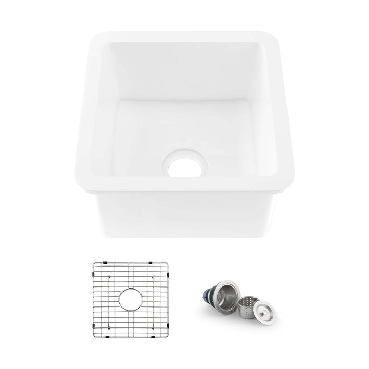 Nova 18" Single Bowl Drop-In/Undermount Fireclay Kitchen Sink | ANVE Kitchen &amp; Bath