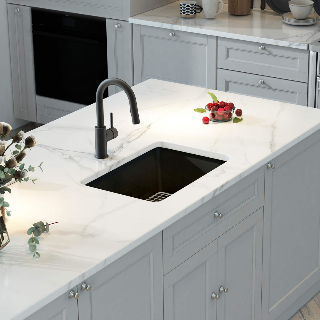 Nova 27" Single Bowl Drop-In/Undermount Fireclay Kitchen Sink in Matte Black