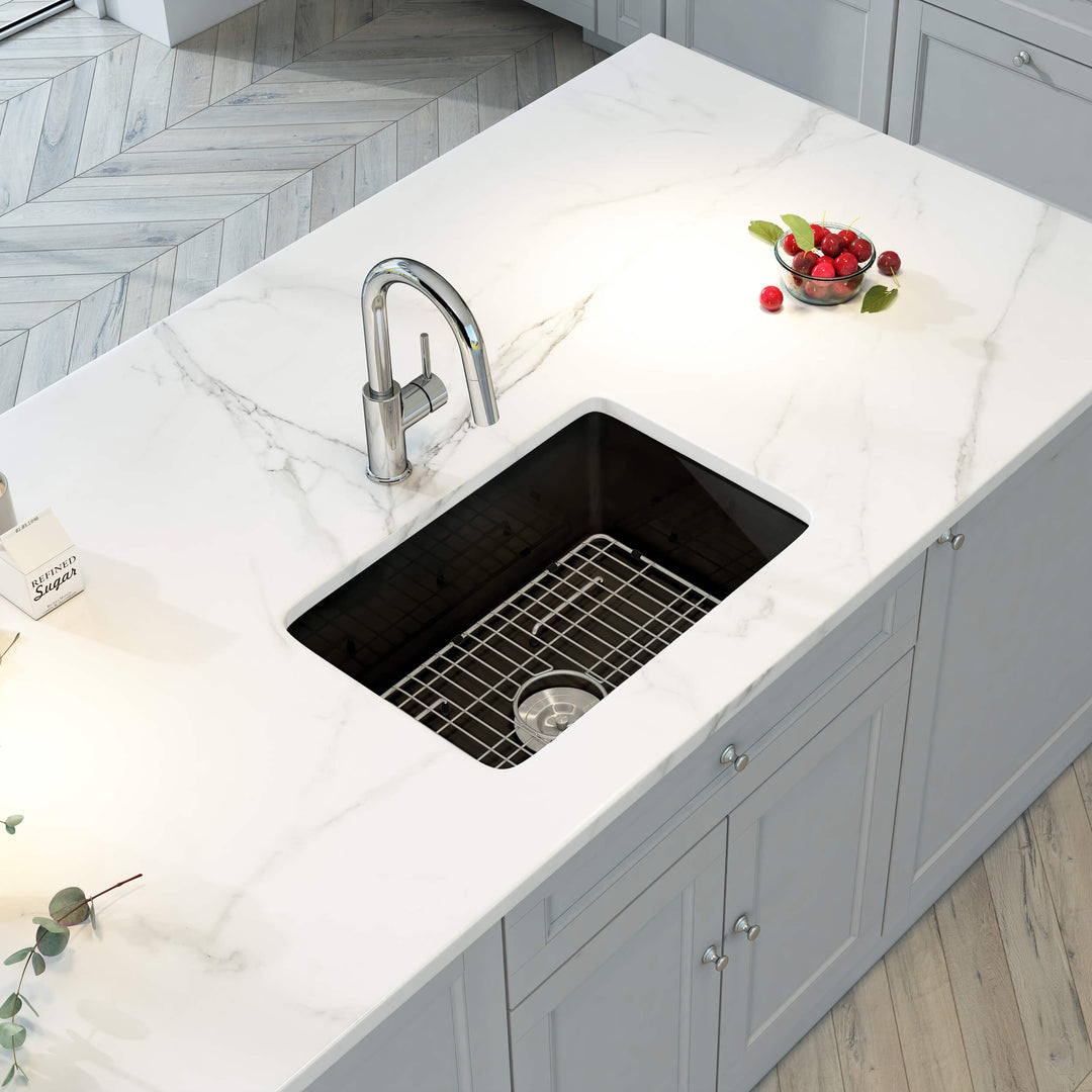 Nova 27" Single Bowl Drop-In/Undermount Fireclay Kitchen Sink in Matte Black