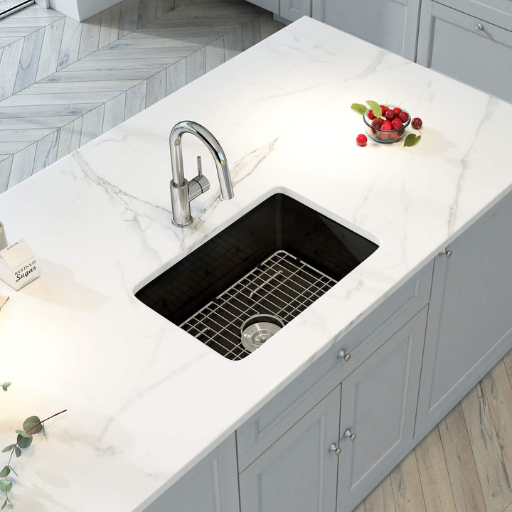Nova 27" Single Bowl Drop-In/Undermount Fireclay Kitchen Sink in Matte Black