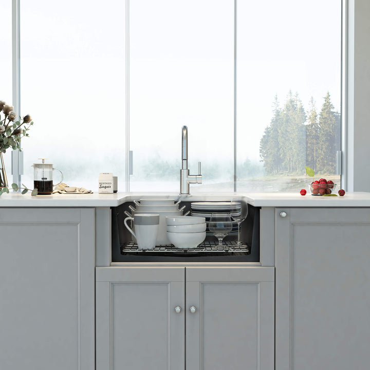 Nova 27" Single Bowl Drop-In/Undermount Fireclay Kitchen Sink in Matte Black