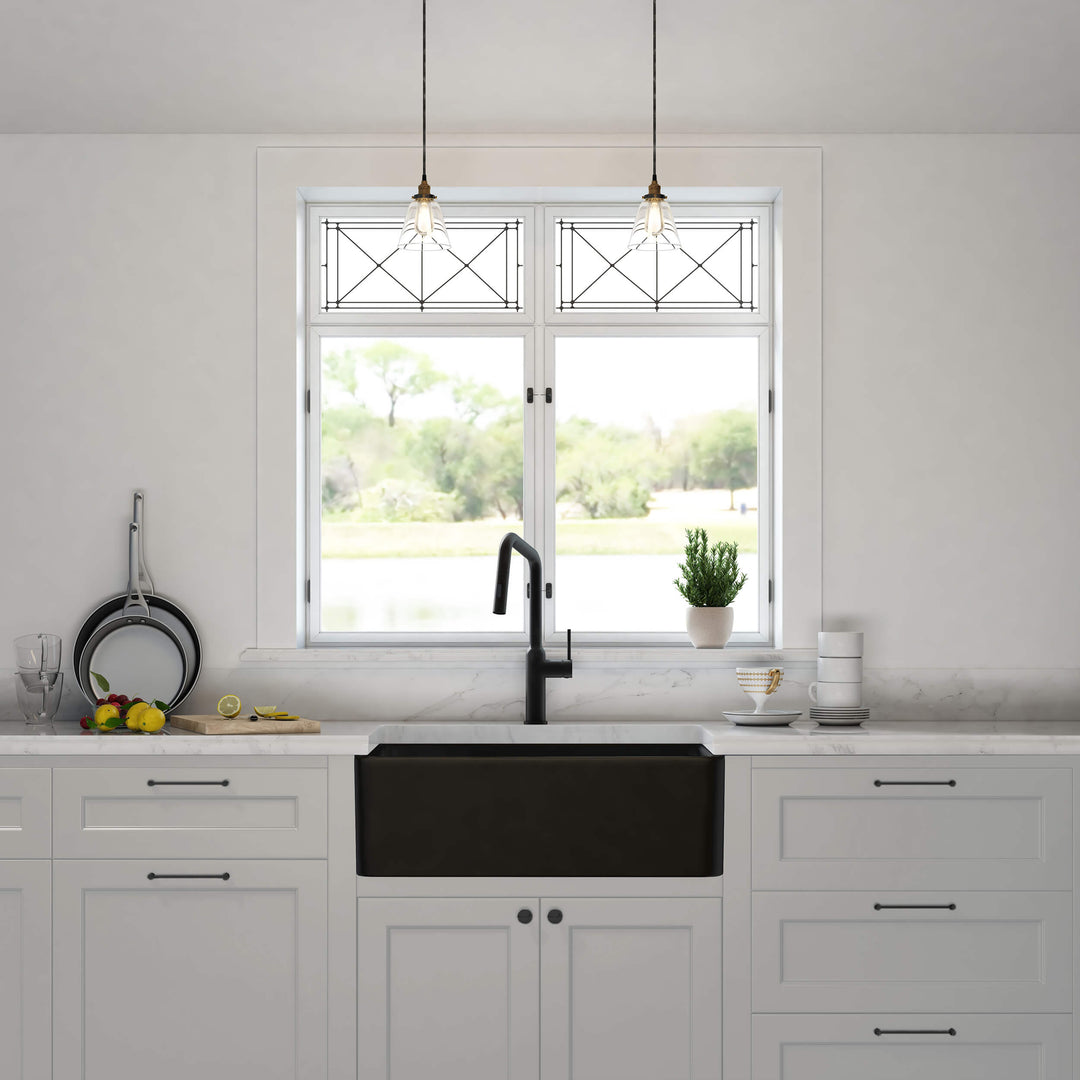 Nova 33" Single Bowl Fireclay Farmhouse Kitchen Sink in Matte Black