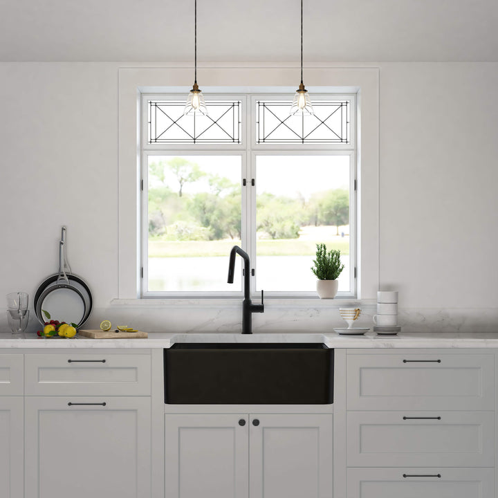 Nova 36" Single Bowl Fireclay Farmhouse Kitchen Sink in Matte Black