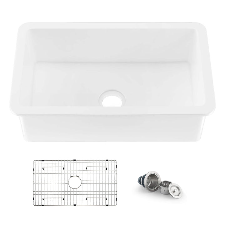 Nova 32" Single Bowl Drop-In/Undermount Fireclay Kitchen Sink | ANVE Kitchen &amp; Bath