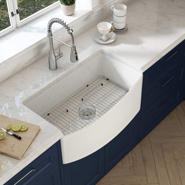 Nova 36" Curved Apron Front Fireclay Farmhouse Kitchen Sink