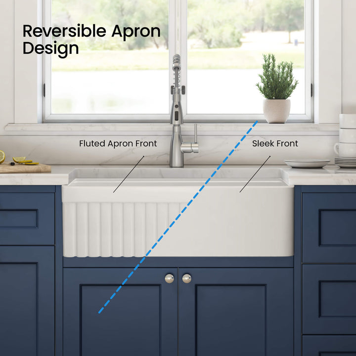 Nova 33" Reversible Apron Fireclay Farmhouse Workstation Sink
