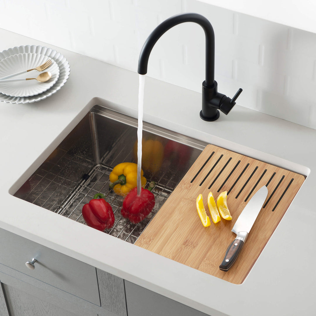 30" Undermount Single Bowl 316 Marine Grade Stainless Steel Workstation Kitchen Sink