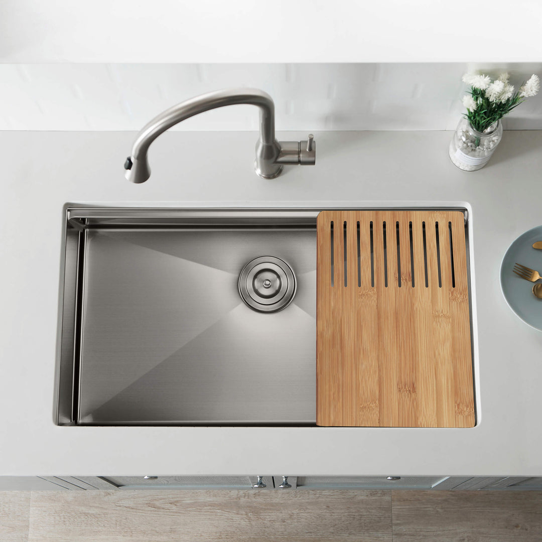 33" 316 Marine-Grade Stainless Steel Single Bowl Undermount Workstation Kitchen Sink