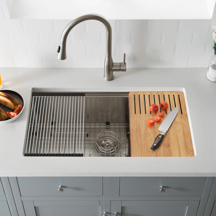 33" 316 Marine-Grade Stainless Steel Single Bowl Undermount Workstation Kitchen Sink