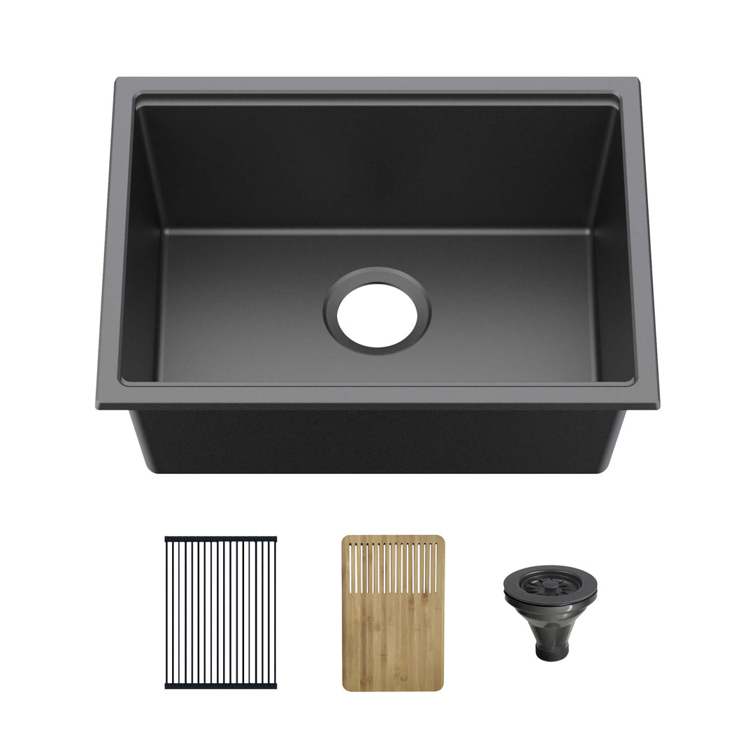 23" Undermount Single Bowl Quartz Workstation Kitchen Sink | ANVE Kitchen & Bath